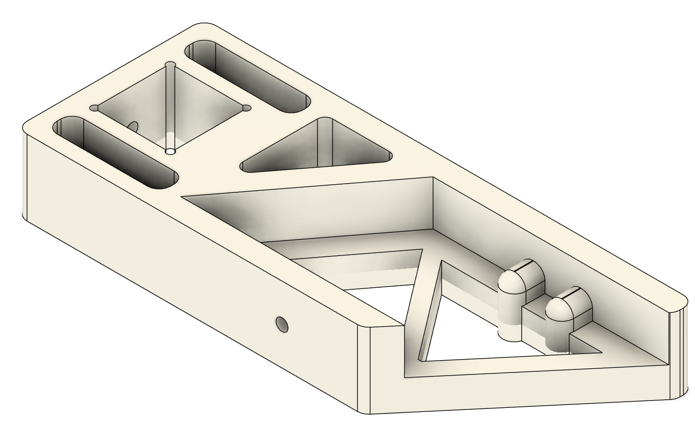 3D ontwerp van een technisch onderdeel met verstevigingsstructuur, ontworpen voor 3D printen.