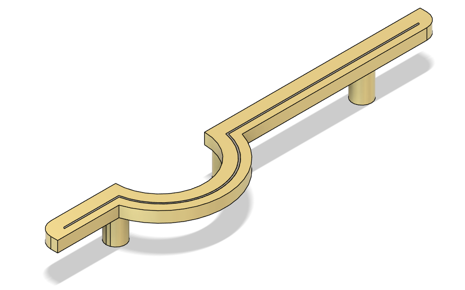 3D ontwerp van een moderne handgreep, ontworpen voor 3D print als kastklink.