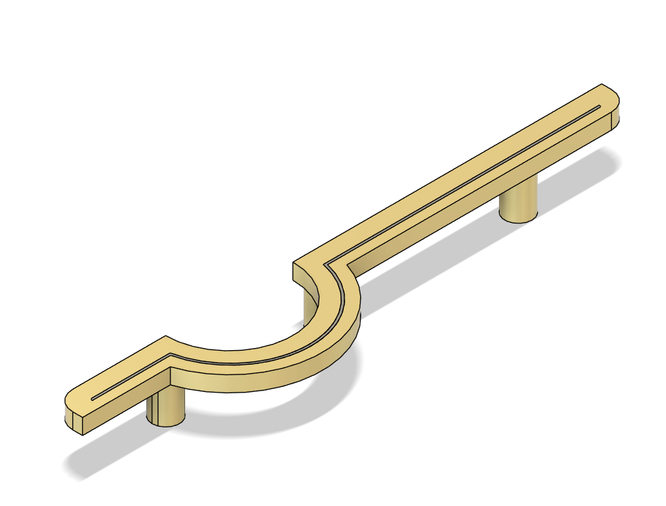 3D ontwerp van een moderne handgreep, ontworpen voor 3D print als kastklink.