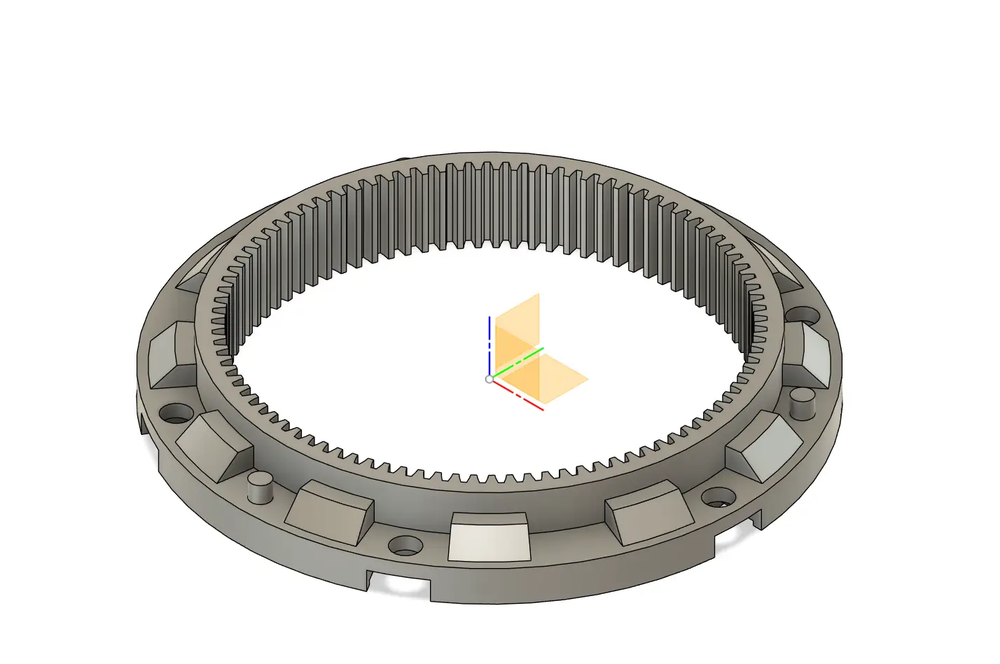 3D ontwerp van een tandwielring, klaar voor productie via 3D printen.
